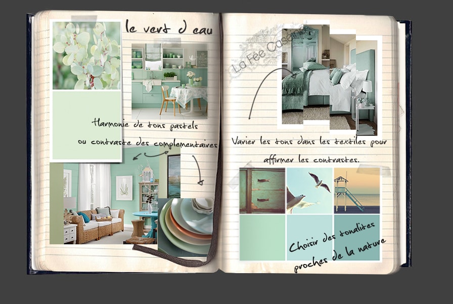 carnet de tendance vert d'eau