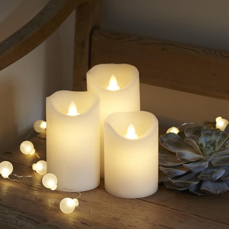 Set de 3 bougies leds en cire amande TENNA
