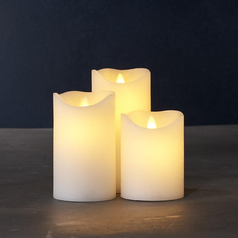 Set de 3 bougies leds en cire amande TENNA
