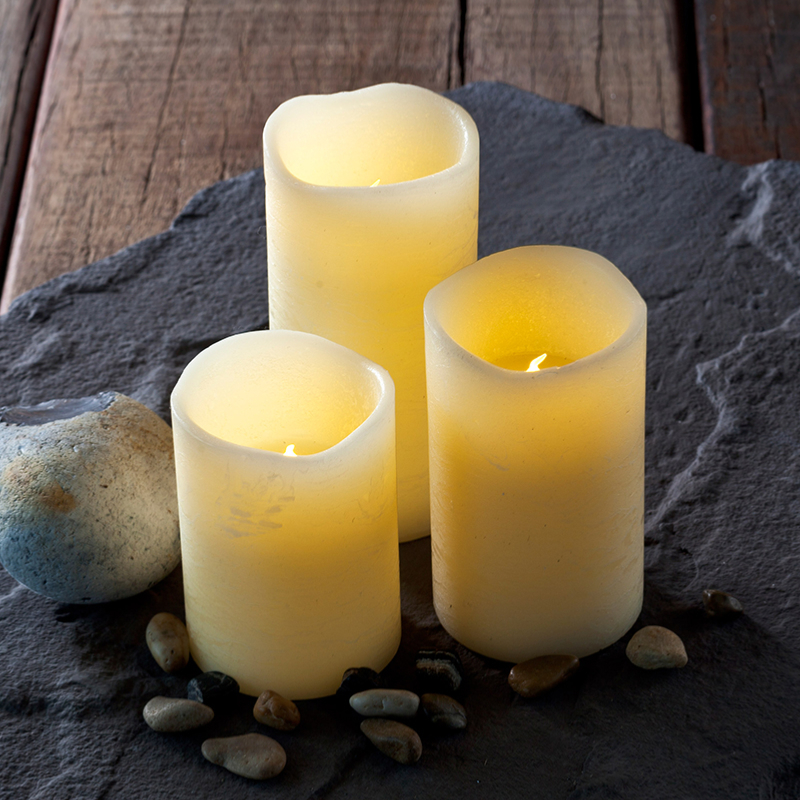 Set de 3 bougies leds en cire amande TENNA