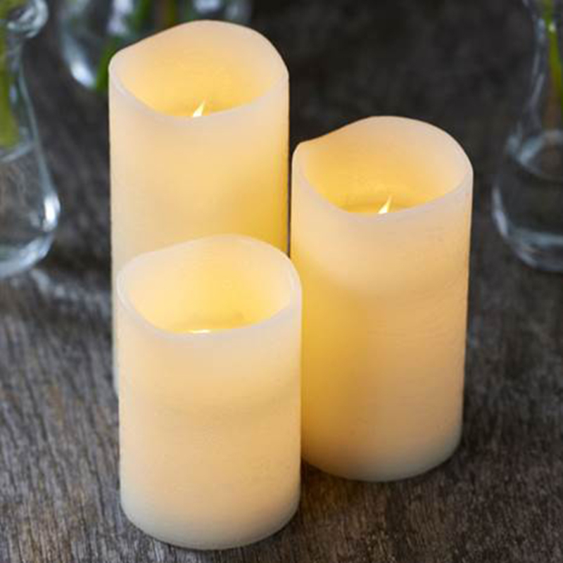 Set de 3 bougies leds en cire amande TENNA
