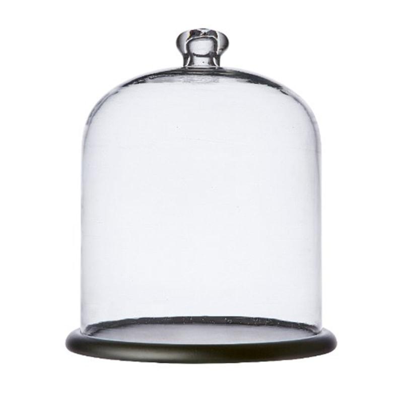 Cloche de verre avec plateau bois BELLA