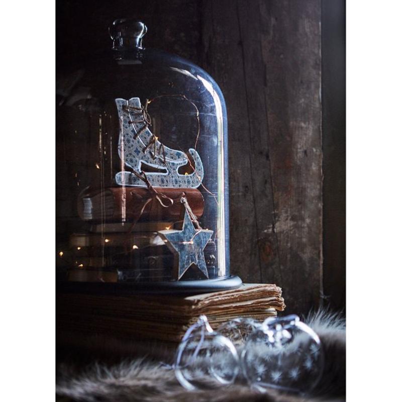 Cloche de verre avec plateau bois BELLA