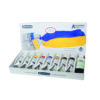 coffret-peinture-acrylique-la-fee-caseine (2) Dans un coffret en carton un assortiment de 8 couleurs acryliques fines + medium liquide - effet brillant