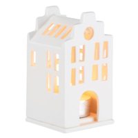 photophore en forme de maison hollandaise de porcelaine