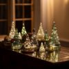 sapins-verre-blanc-vert-led-min Foret de sapins en verre vert blanc et brun