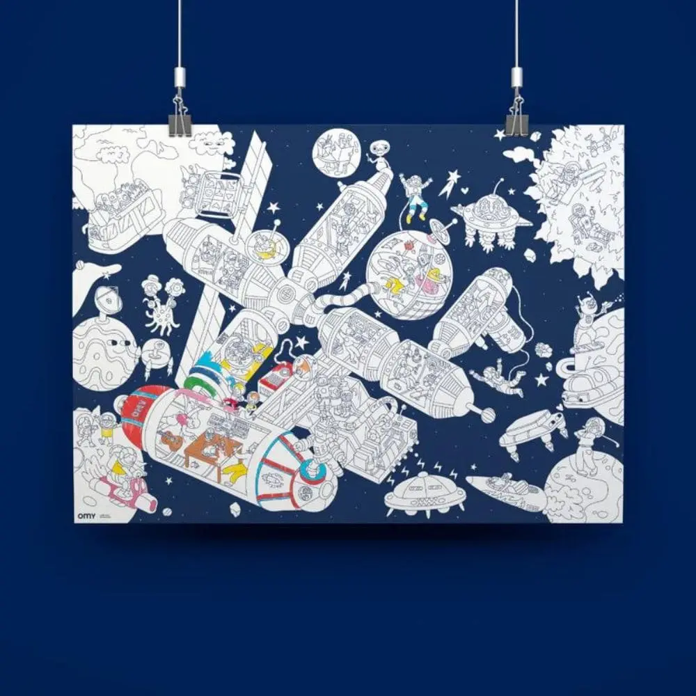 OMY poster à colorier géant de la station spatiale internationale - Idée de décoration éducative