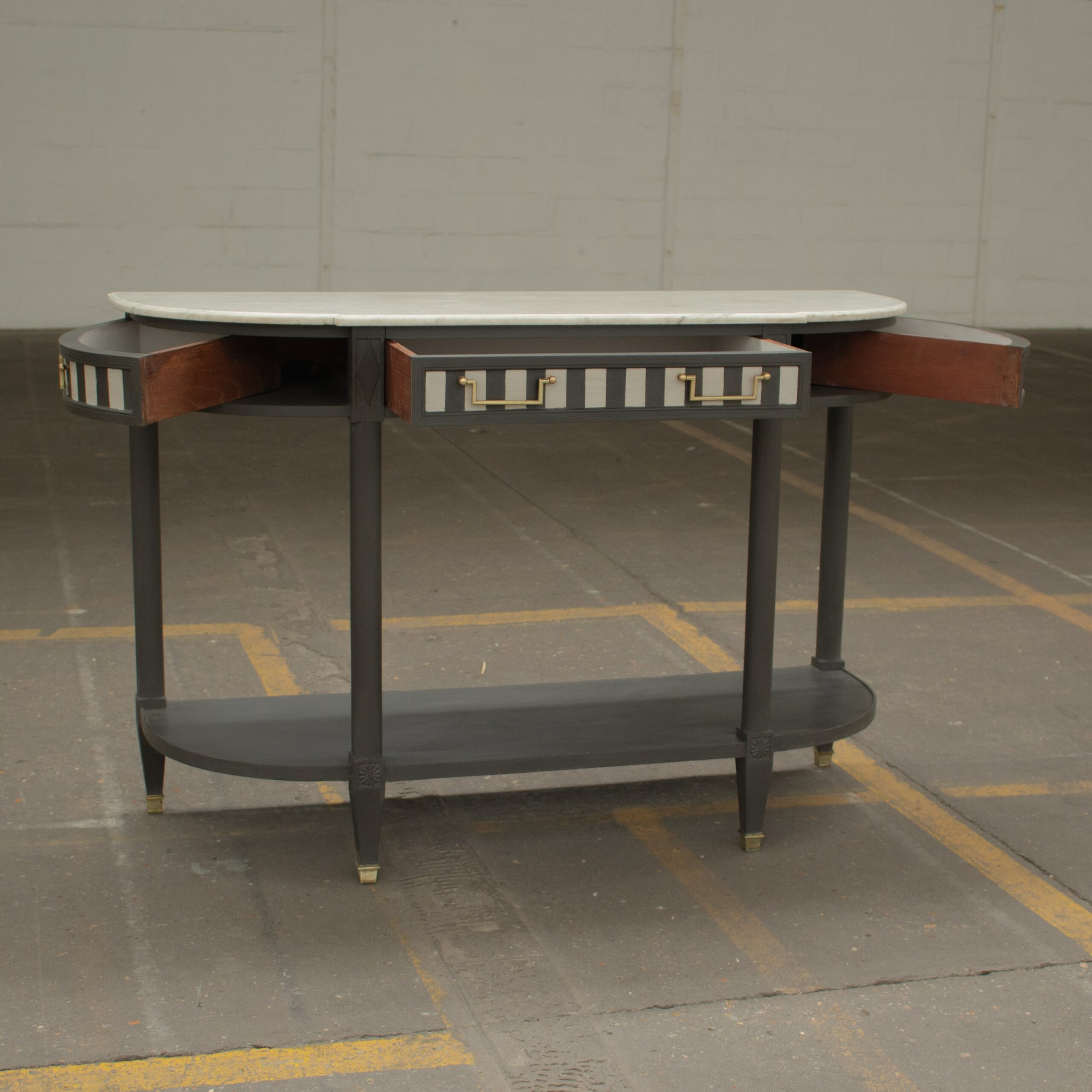console platreau marbre tiroirs